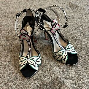 Sophia Webster Patent Leather Flamingo T Strap Heel